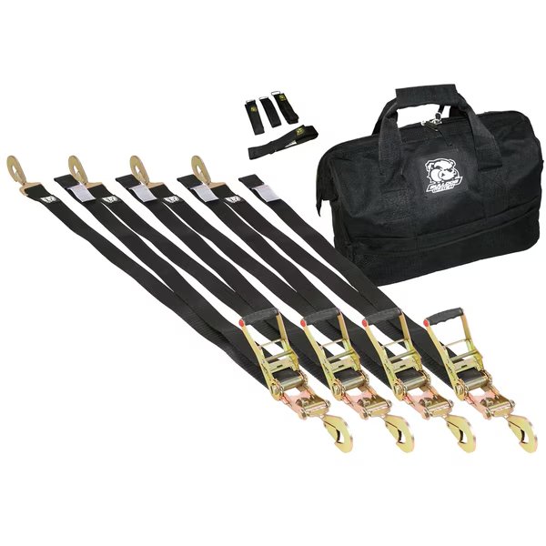 9pc Ratcheting Tie-Down Strap Set, Bulldog Winch, Mfr#: 20349